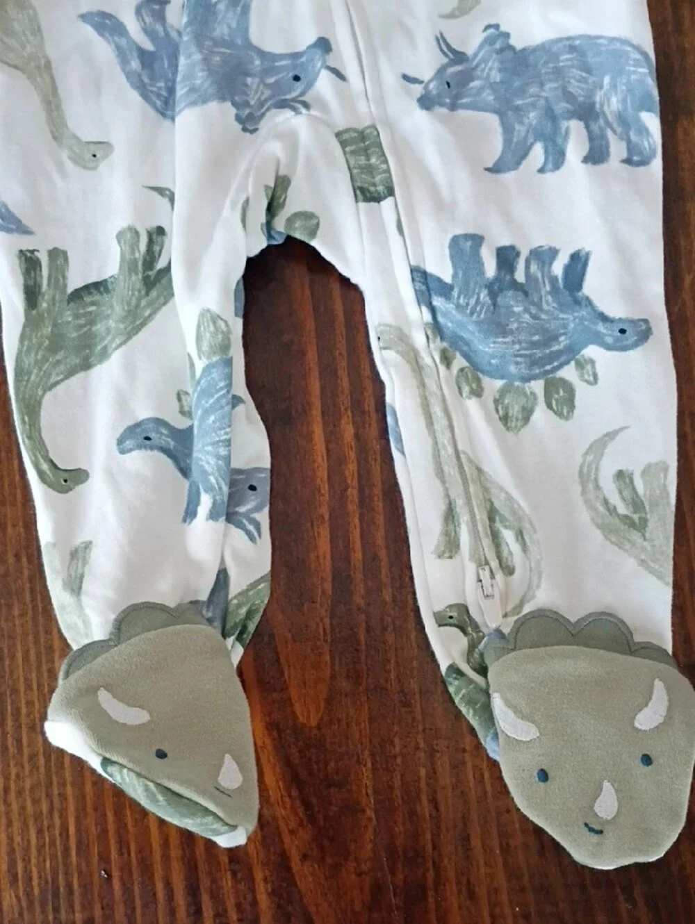 Carter's White Pajama Set with Blue & Green Dinosaurs - New